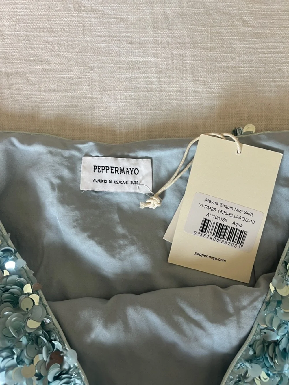 Peppermayo Aqua Blue Sequin Mini Skirt - Picture 2 of 4
